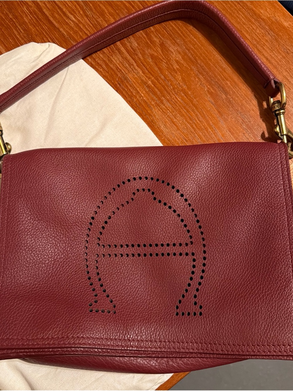 NWT Women’s Handbag Etienne Aigner Leather Crossbody Handles Brass Hardware - Picture 4 of 9